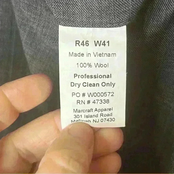 Tommy Hilfiger Trouser Dress Pant Men 36x31 Dark Gray Straight Slacks 100% Wool - Picture 7 of 9